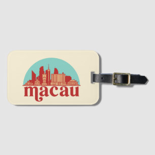 Etiqueta Para Maletas Macao: Arte de paisaje urbano retro de la ciudad