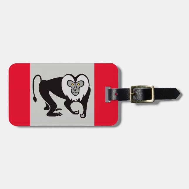 Etiqueta Para Maletas MACAQUE de cola de león - Rojo salvaje (Frente Horizontal)