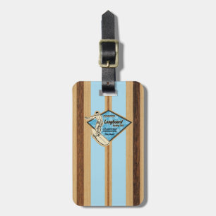 Etiqueta Para Maletas Madera rayada hawaiana de la tabla hawaiana de