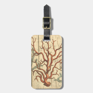 Etiqueta Para Maletas Madera y coral pequeño