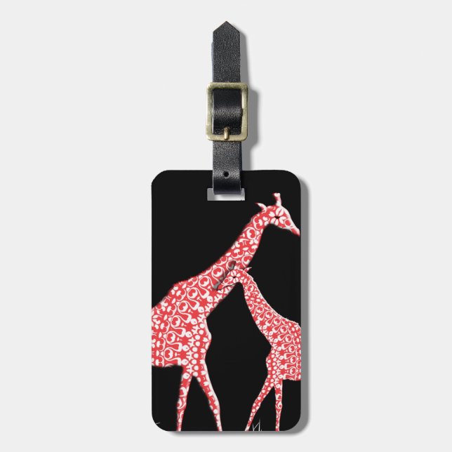 Etiqueta Para Maletas Madre Cuidada Bebé Modelo caprichoso Giraffe Naran (Frente Vertical)