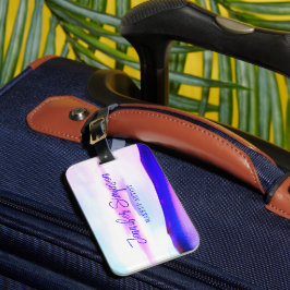 Etiqueta Para Maletas Magnífica tipografía abstracta rosa y púrpura eleg