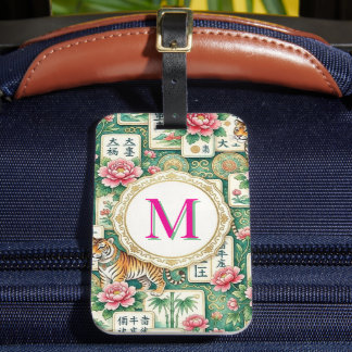 Etiqueta Para Maletas Mahjong Chinoiserie Floral Personalized Monogram