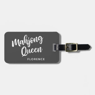 Etiqueta Para Maletas Mahjong Queen Personalizado Nombre negro y blanco