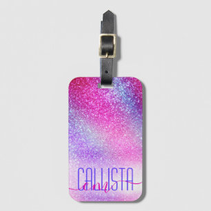 Etiqueta Para Maletas Majestuoso Purpurina de la Galaxia de Nebulosa Púr