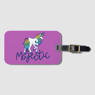 Etiqueta Para Maletas Majestuoso Unicornio de Arcoíris Retro