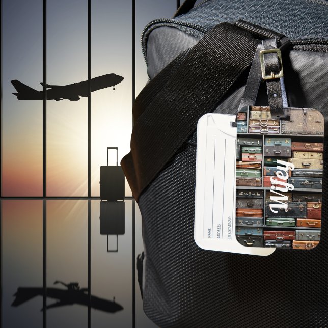 Etiqueta Para Maletas Maleta Antigua Esposa Viaje Deseo de viajar Foto (Subido por el creador)