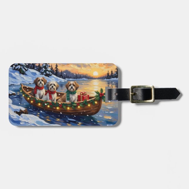 Etiqueta Para Maletas Malti Tzu Christmas Boat Holiday (Frente Horizontal)