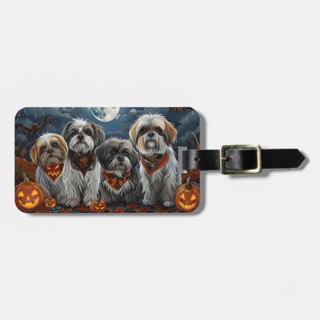 Etiqueta Para Maletas Malti Tzu Halloween Spooky (Frente Horizontal)