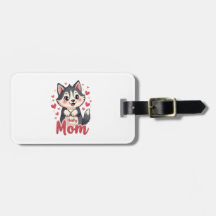 Etiqueta Para Maletas Mamá de perro Husky Diseño Kawaii Lindo