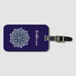 Etiqueta Para Maletas Mandala Azul Rosa Verde Espiritual.