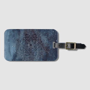 Etiqueta Para Maletas Mandalá Moderno Elegante Azul Marino