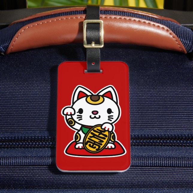 Etiqueta Para Maletas Maneki Neko (Lucky Cat) (Anverso In situ 2)