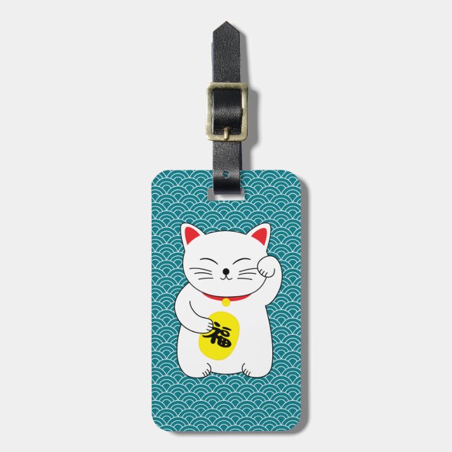 Etiqueta Para Maletas Maneki Neko Lucky Cat (Frente Vertical)
