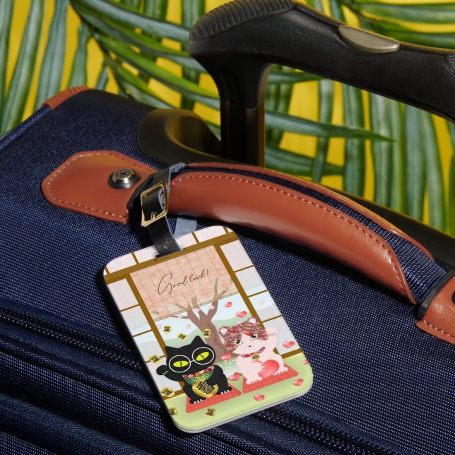 Etiqueta Para Maletas Maneki Neko Lucky Poiluna (Anverso In situ 1)