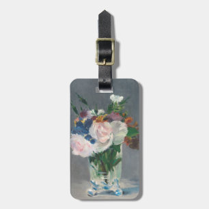Etiqueta Para Maletas Manet el florece en un florero cristalino,