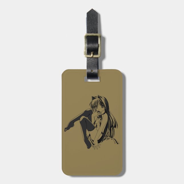 Etiqueta Para Maletas Manga, Gata Gatita Furry Kawaii Loli (Frente Vertical)