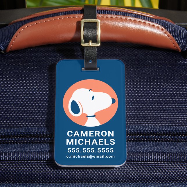 Etiqueta Para Maletas Maní | Sueños de Deco Azul Oscuro Snoopy (Anverso In situ 2)