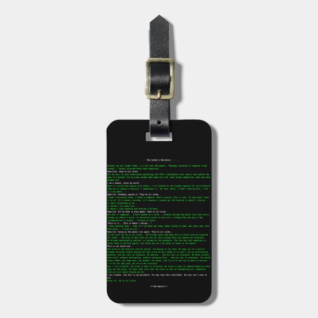 Etiqueta Para Maletas Manifiesto del hacker (Frente Vertical)