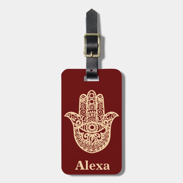 Etiqueta Para Maletas Mano de hamsa afortunada personalizada Cute (Frente Vertical)