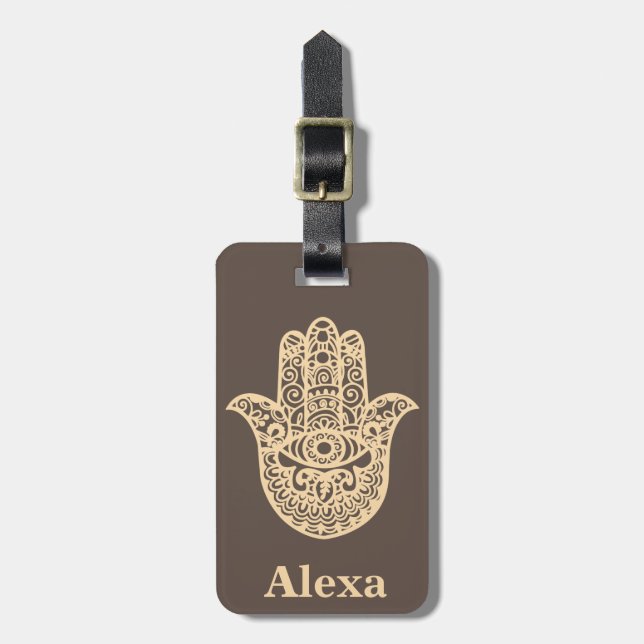 Etiqueta Para Maletas Mano de hamsa afortunada personalizada Cute (Frente Vertical)