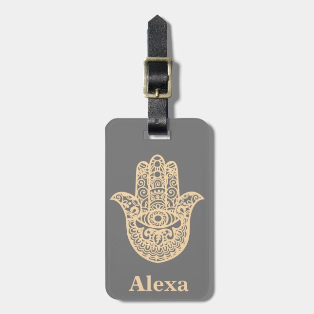 Etiqueta Para Maletas Mano de hamsa afortunada personalizada Cute (Frente Vertical)