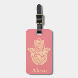 Etiqueta Para Maletas Mano de Hamsa linda personalizada con suerte