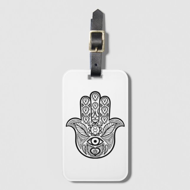 Etiqueta Para Maletas Mano inspirada de Hamsa (Anverso vertical)