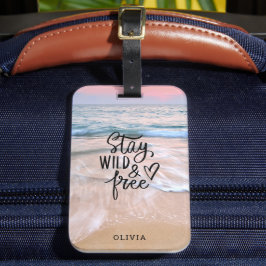 Etiqueta Para Maletas Mantente Salvaje Y Gratuita Fotografía De Playa