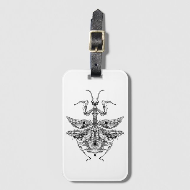 Etiqueta Para Maletas Mantis religiosa inspirada (Anverso vertical)