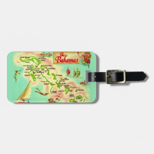 Etiqueta Para Maletas Mapa Antiguo de las Islas Bahamas