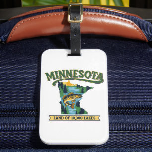 Etiqueta Para Maletas Mapa Antiguo de Minnesota Tierra de 10000 Lagos