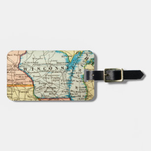 Etiqueta Para Maletas Mapa Antiguo de Wisconsin Cartografía Retro Vintag