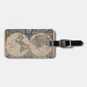 Etiqueta Para Maletas Mapa Antiguo del Mundo: Arte de Cartografía Histór