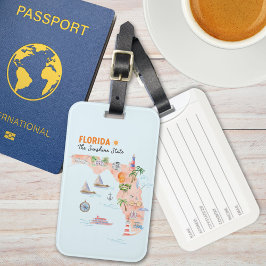 Etiqueta Para Maletas Mapa de arte estatal de Watercolor California