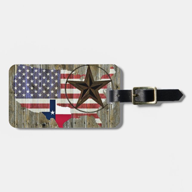 Etiqueta Para Maletas Mapa de bandera del estado de Texas (Frente Horizontal)