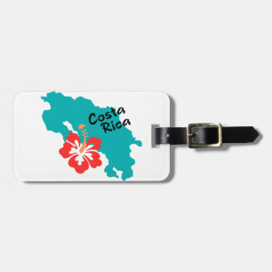 Etiqueta Para Maletas Mapa de Costa Rica con el hibisco