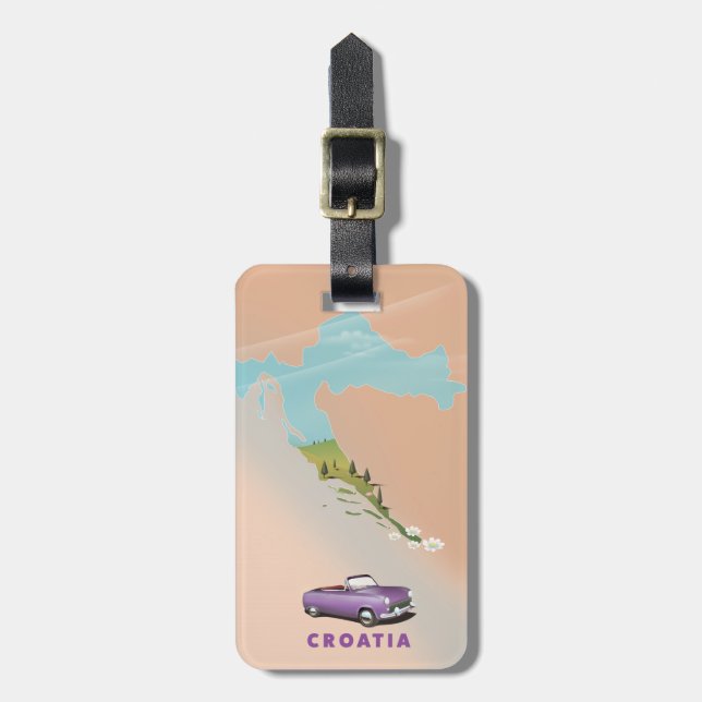 Etiqueta Para Maletas Mapa de Croacia poster de impresión ilustrado. (Frente Vertical)