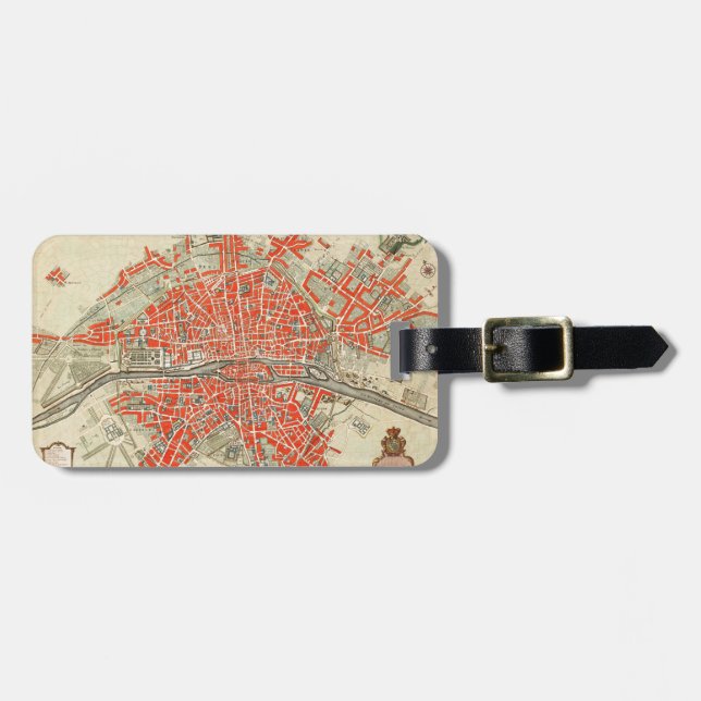Etiqueta Para Maletas Mapa de época de París (1721-1774) (Frente Horizontal)