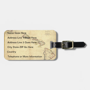 Etiqueta Para Maletas Mapa de Hawaii Vintage 1837 - Islas Hawái