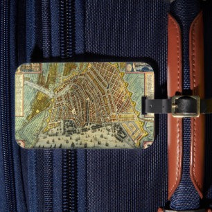 Etiqueta Para Maletas Mapa de la calle antigua de Ámsterdam, Países Bajo