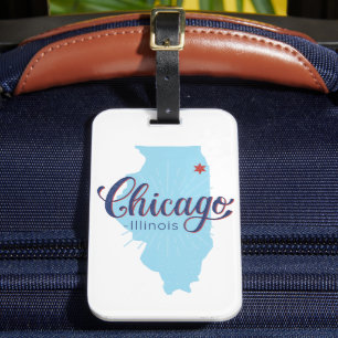 Etiqueta Para Maletas Mapa de la época de Chicago Illinois