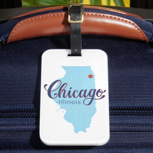 Etiqueta Para Maletas Mapa de la época de Chicago Illinois (Anverso In situ 2)