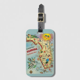 Etiqueta Para Maletas Mapa de la Florida de color vintage