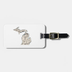 Etiqueta Para Maletas Mapa de la imagen del vintage de Michigan