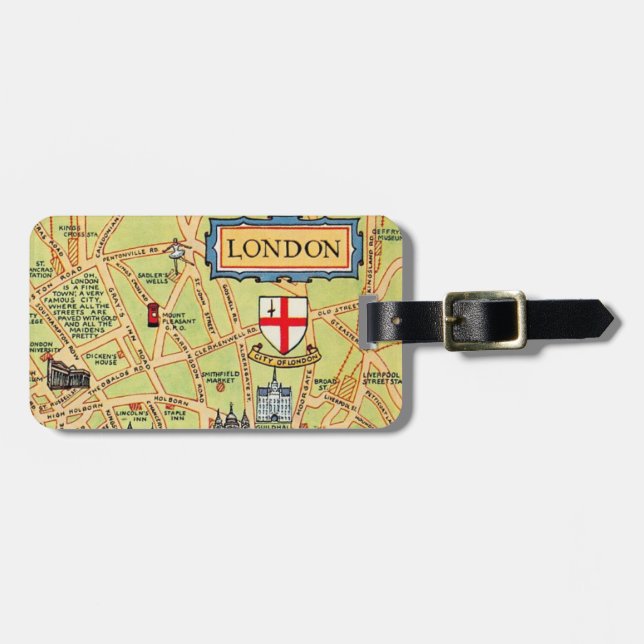Etiqueta Para Maletas Mapa de Londres Inglaterra (Frente Horizontal)