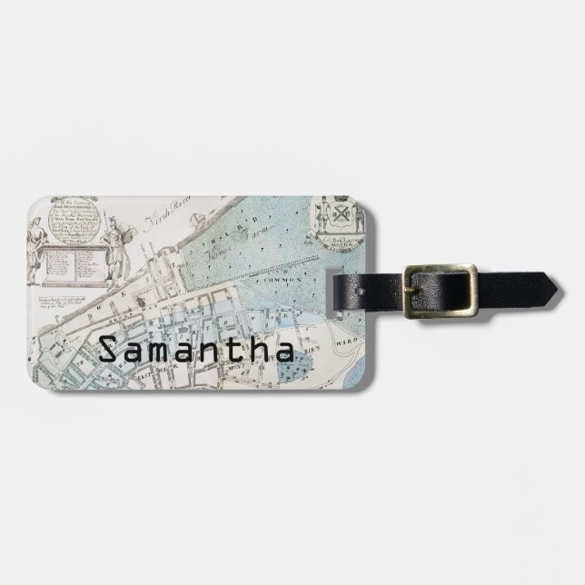Etiqueta Para Maletas Mapa de New York City, 1728 (Frente Horizontal)