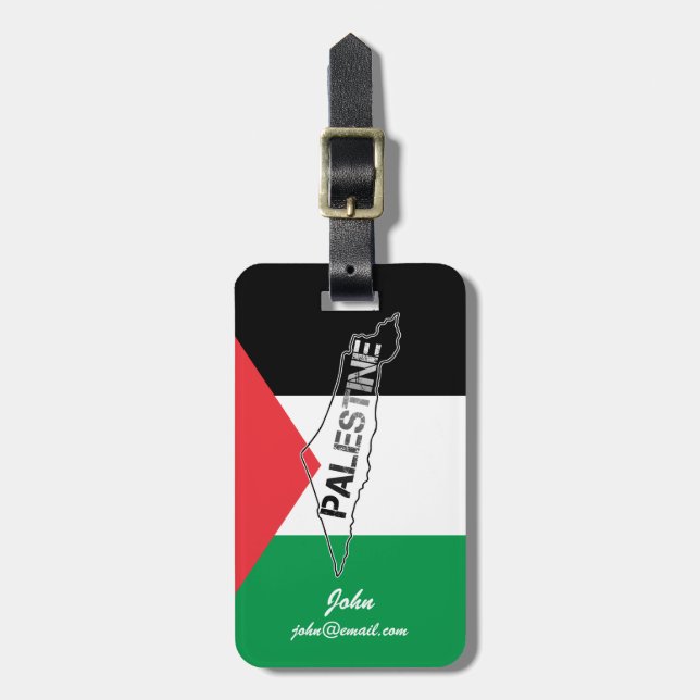 Etiqueta Para Maletas Mapa de Palestina Libre con bandera palestina (Frente Vertical)
