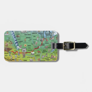 Etiqueta Para Maletas Mapa de Personalizados de la Ruta 66 histórica