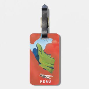 Etiqueta Para Maletas Mapa de Perú Afiche de viaje ilustrado